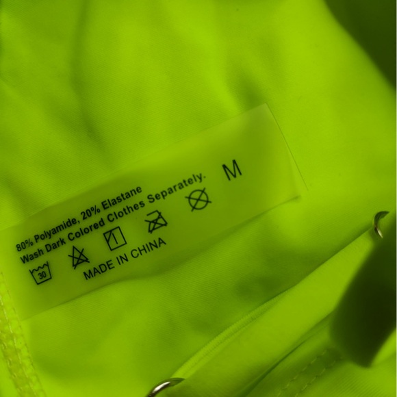 New! Neon Lime Green Open Tummy Thong One Piece Swimsuit - Picture 2 of 2